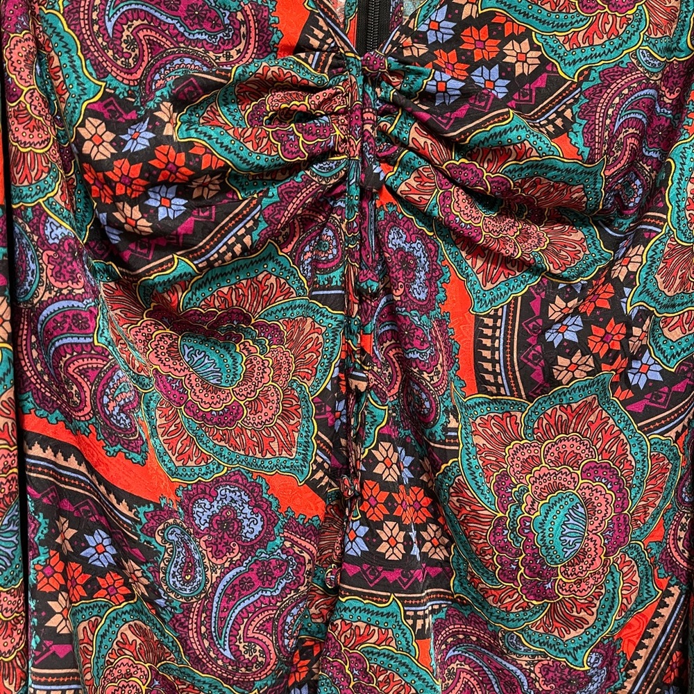 Veronica Beard Simmons Paisley Floral Silk Blend Top Puff Sleeves Y2K Size 4 - Picture 5 of 10